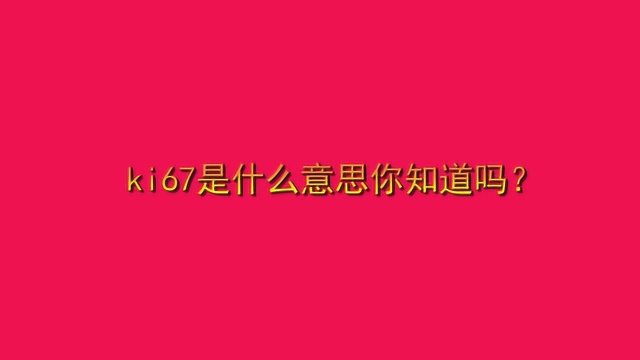 ki67是什么意思你知道吗?