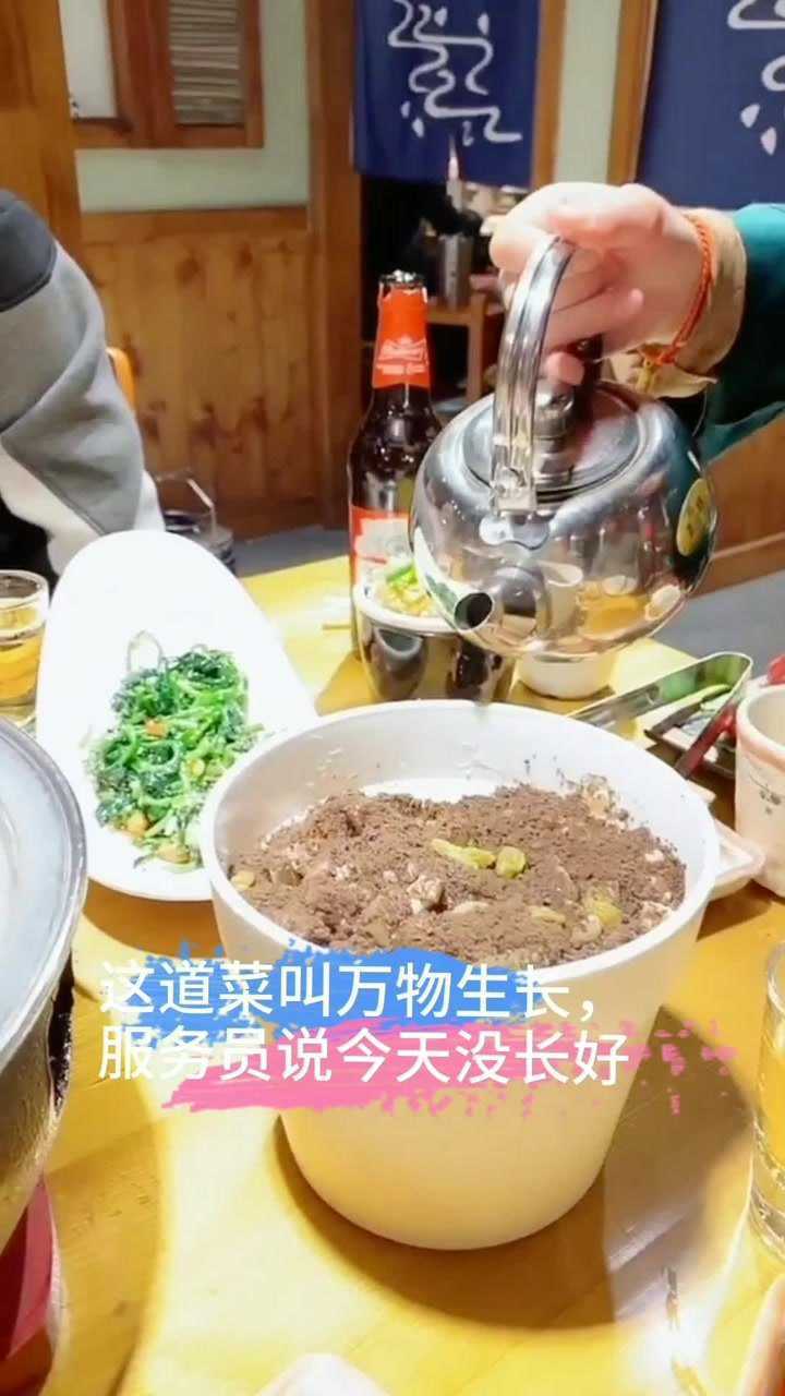 这道菜叫万物生长,服务员说今天没长好