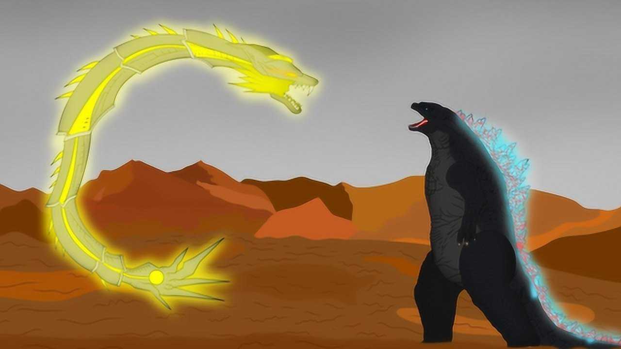 哥斯拉vs火焰龙形怪兽,一度不敌龙形怪兽,最后进化红岩哥斯拉