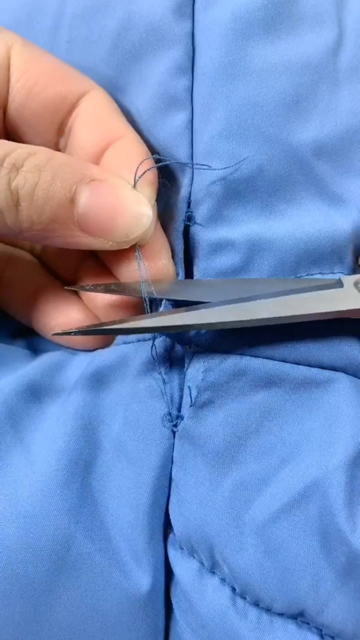 棉袄开线了,常用针法来修复!