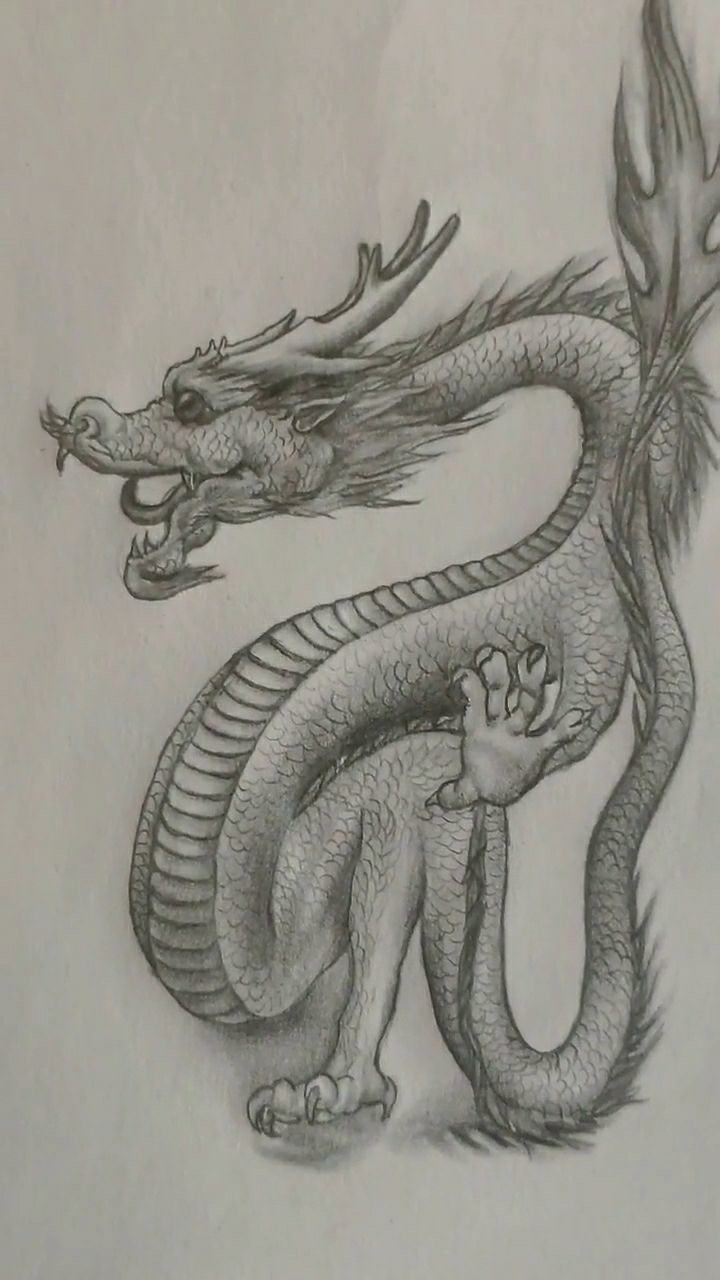 简笔画中国龙武汉加油祖国万岁