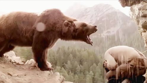 复仇片：棕熊被射伤一心要报仇，面对猎人哀求告饶，熊没有伤害他