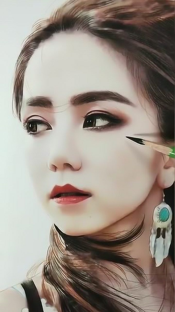 牛人画画这个邓紫棋画得真是太好看了越看越喜欢