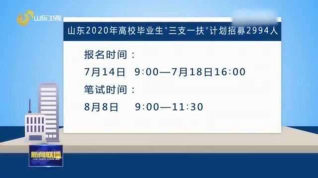 山东2020年高校毕业生“三支一扶”招募2994人 报名时间公布