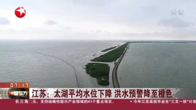 江苏:太湖平均水位下降 洪水预警降至橙色