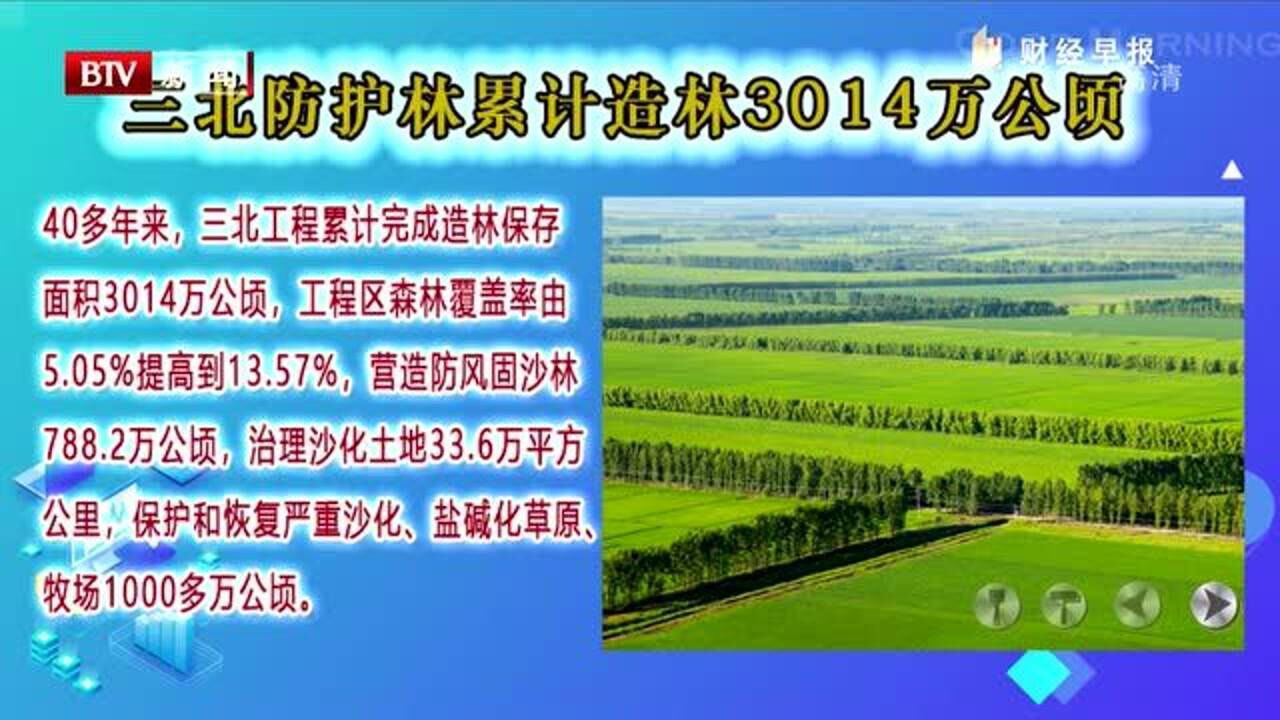 三北防护林累计造林3014万公顷