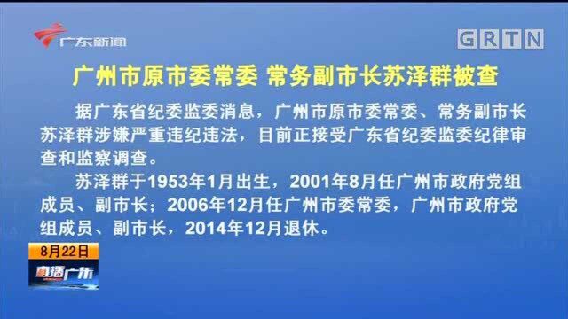 广州市原市委常委 常务副市长苏泽群被查