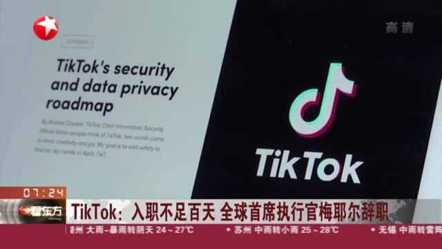 TikTok:入职不足百天 全球首席执行官梅耶尔辞职