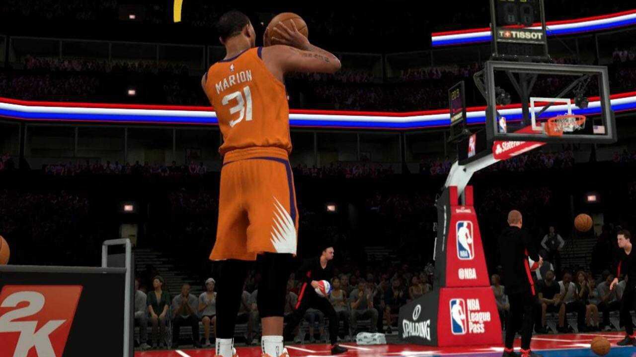 nba最丑投篮姿势之一马里昂参加三分球大赛,表现出乎意料.