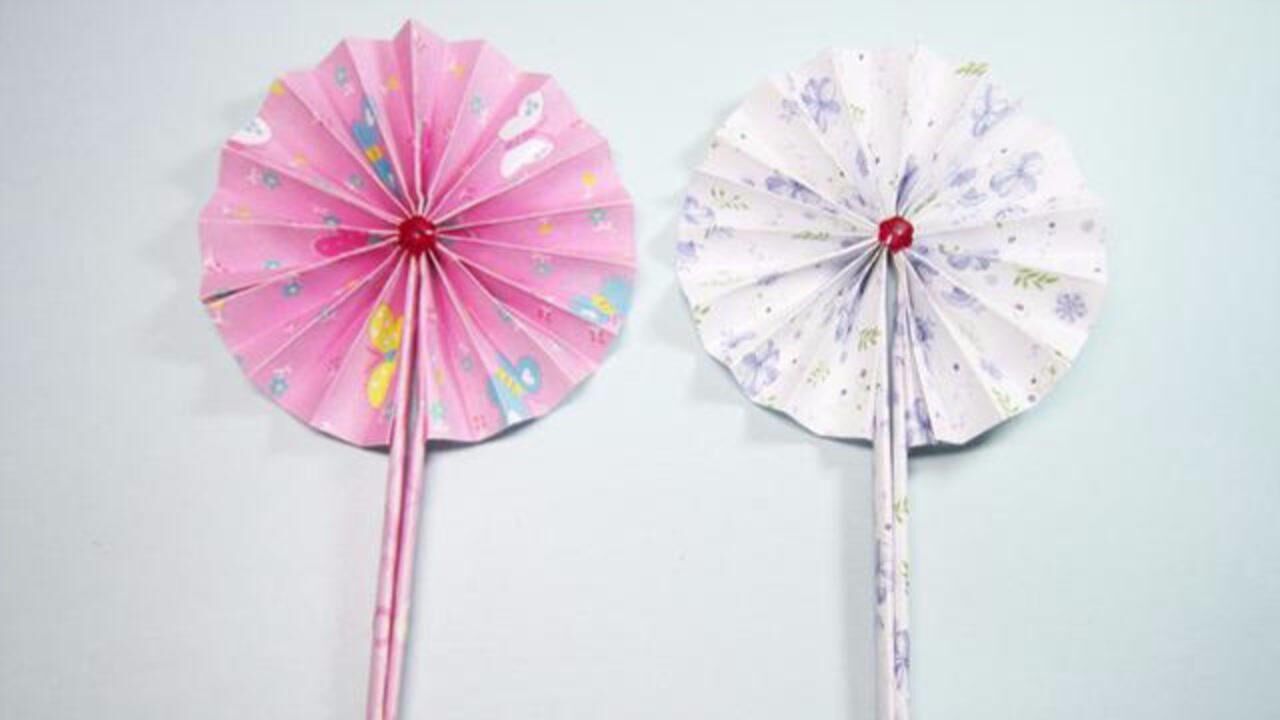 儿童手工折纸扇子一把简单又漂亮的纸扇折法教程