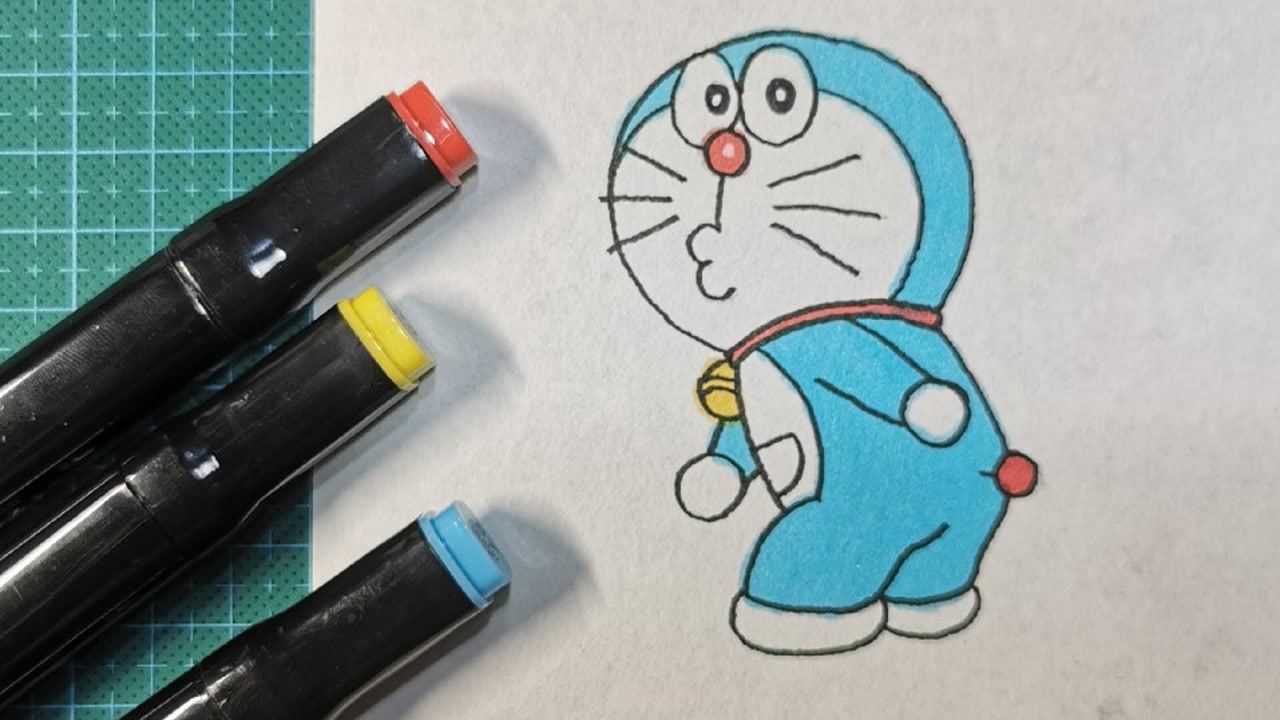 简笔画叮当猫学画一只可爱的蓝胖子哆啦a梦