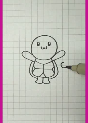 简笔画,教你画一个可以站立的小乌龟