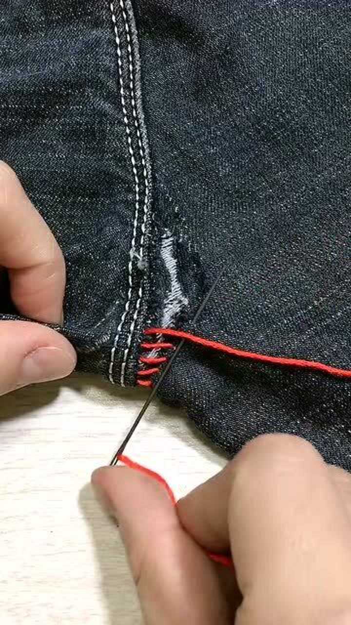 裤裆开线这样缝,被磨破的地方瞬间隐形!