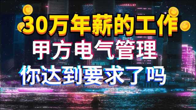 30万年薪甲方电气管理人讲给你听当初面试要求