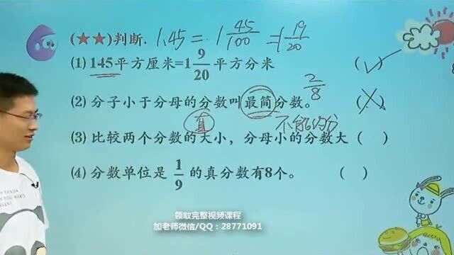 小学五年级数学,分数的意义和性质,讲的太好啦