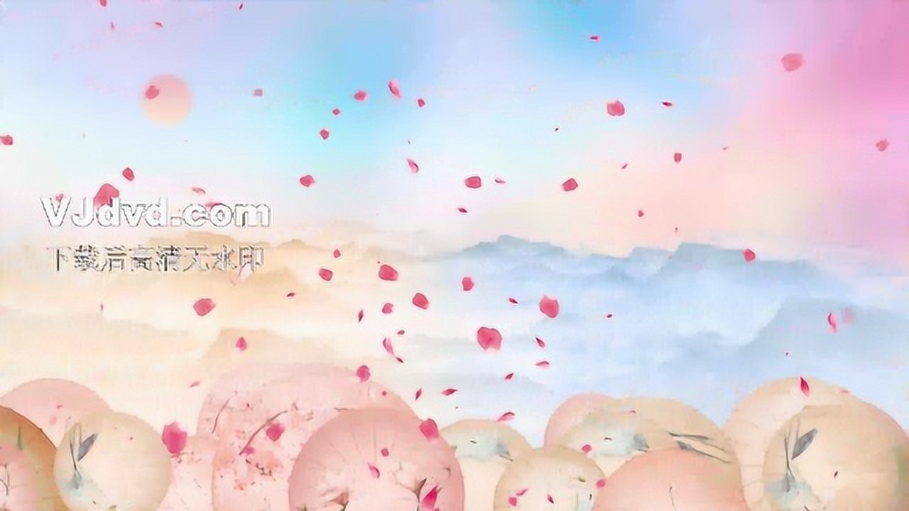 4k歌曲笑纳古风花瓣屏风中国风led大屏舞台背景视频1812