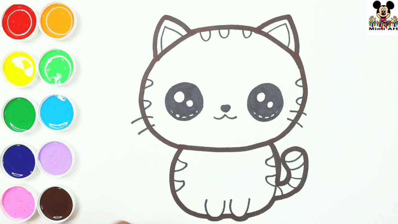 宝宝画可爱猫咪简笔画并涂色,好看吗?