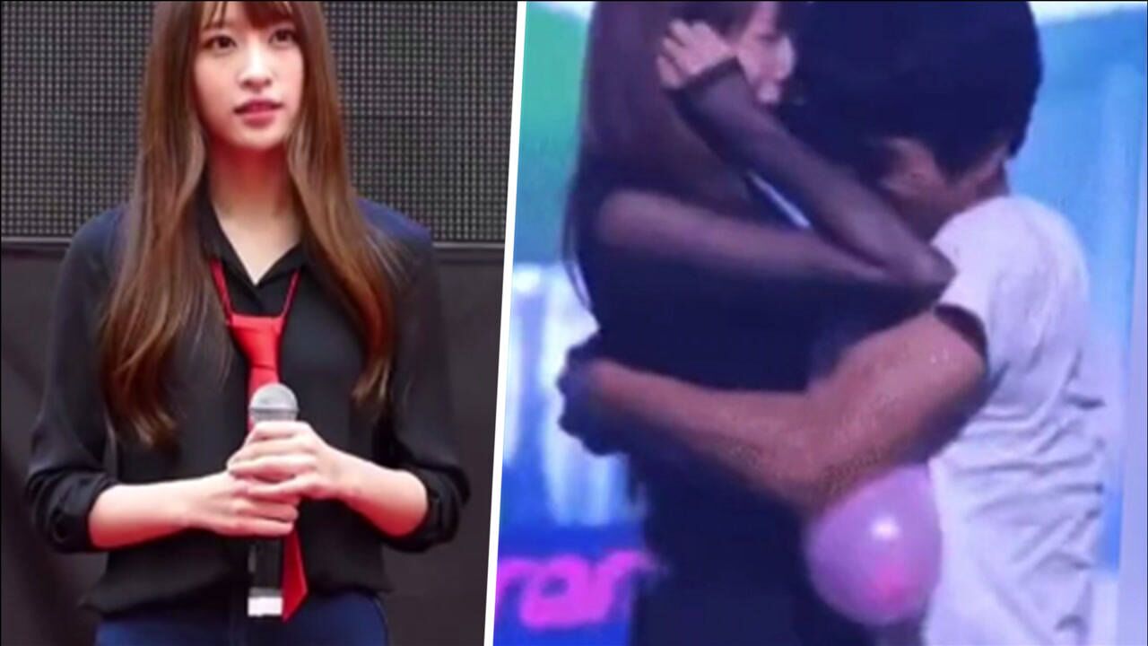 公司纵容性骚扰exid与男粉拥抱挤气球太辣眼全程表情惊恐捂耳抵抗