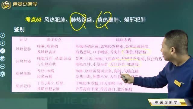 中医诊断学:风热犯肺、肺热炽盛、痰热壅肺、燥邪犯肺的鉴别要点和临床表现