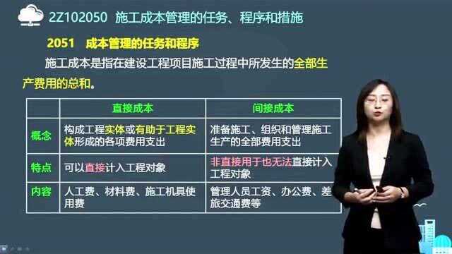 二级建造师、施工成本管理的任务、程序和措施