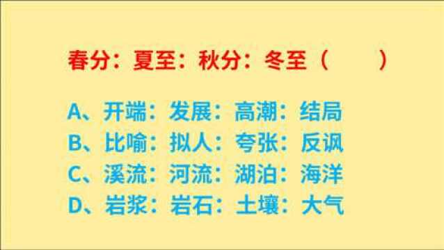 公务员考试,春分、夏至、秋分、冬至,判断词语关系是什么?