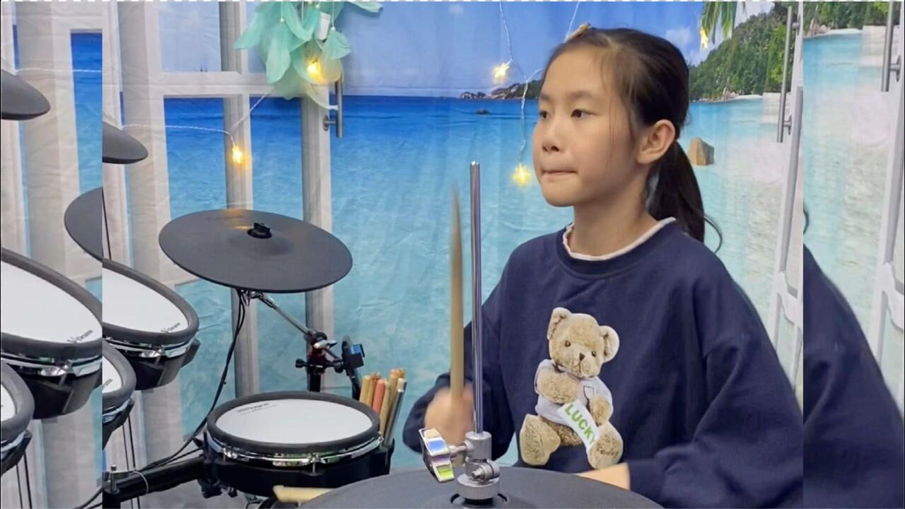 园园架子鼓表演经典歌曲笔记,听到这里,仿佛回到了快乐女声时代_腾讯视频