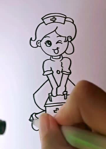 今天画一个白衣天使,让我们向他们致敬!