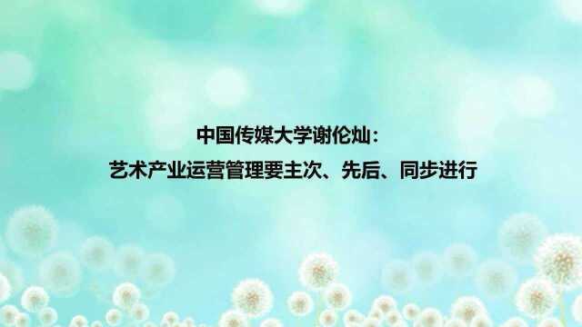 中国传媒大学谢伦灿:艺术产业运营管理要主次、先后、同步进行