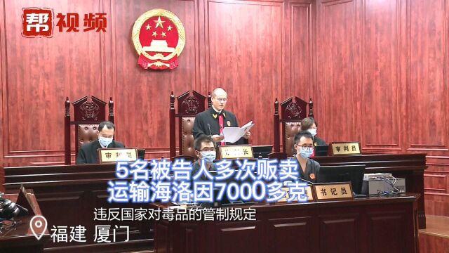 贩卖运输海洛因7000多克,5人获刑,最高被判死缓