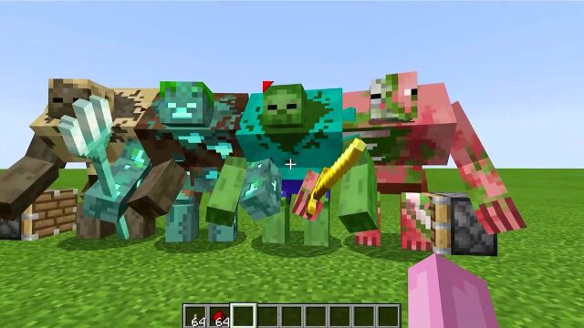 我的世界:四个巨型的苦力怕组合后,会不会形成更大的苦力怕?