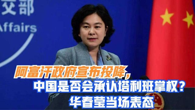 阿富汗政府宣布投降,中国是否会承认塔利班掌权?华春莹当场表态