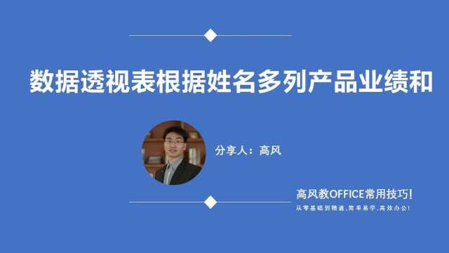 成都办公软件自动化培训: 数据透视表根据姓名多列产品业绩和?