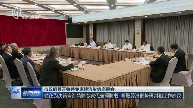 市政府召开特聘专家经济形势座谈会:龚正为决策咨询特聘专家代表颁聘书 听取经济形势研判和工作建议