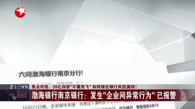 28亿存款“不翼而飞” 如何堵住银行风控漏洞? 渤海银行南京银行:发生“企业间异常行为”已报警