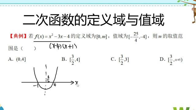 高一典例,二次函数的定义域与值域问题,数形结合分析更简单