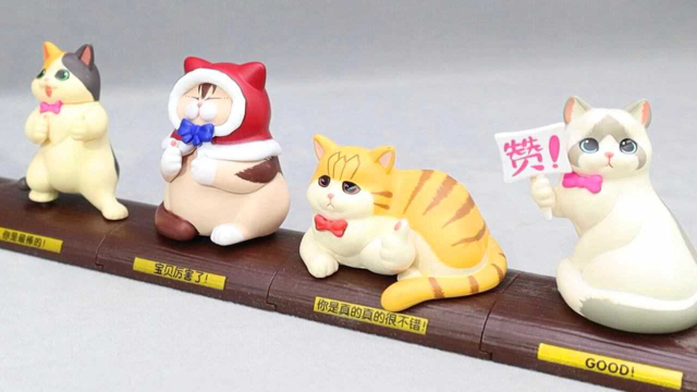 灵动点赞喵惊喜蛋系列,可爱猫咪玩偶盲盒玩具