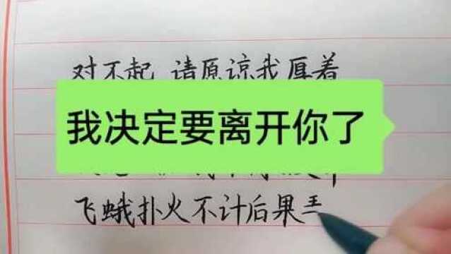 我决定离开你了,从此以后两不相欠