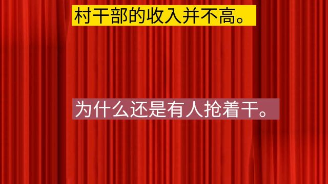 村干部的收入并不高,为什么还有人抢着干?