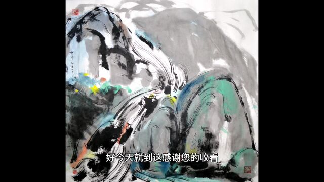 韩宁水墨画584山泉瀑布美术作品展示讲解,山水画的艺术表现