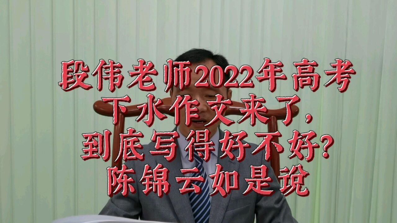 段伟老师2022年高考下水作文来了,到底写得好不好?陈锦云如是说(上)