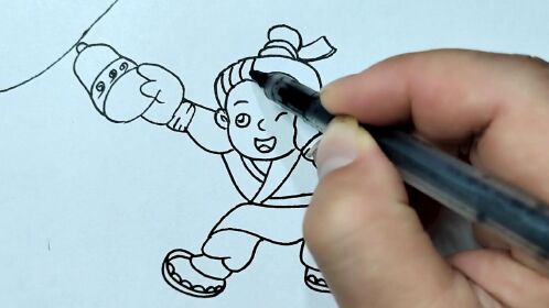 简笔画:传说中的掩耳盗铃.