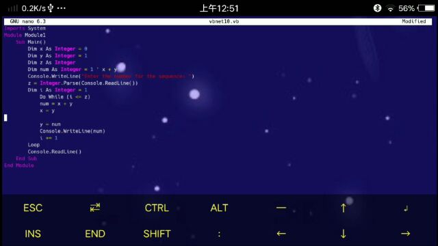 vb编程语言,10个斐波那契数列分别是:1,2,3,5,8,13,21,34,55,89