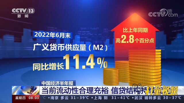 上半年流动性合理充裕,信贷结构优化,企业综合融资成本稳中有降