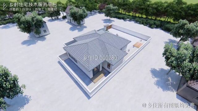 【免费图纸 】土建造价参考37万,面宽15.8m*进深15.8m 一层现代风格别墅