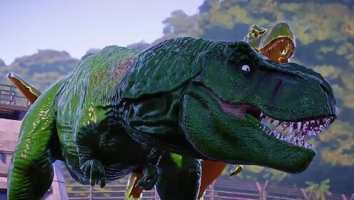 侏罗纪恐龙动画系列：霸王龙对战三头恐龙！