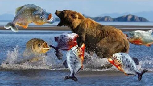 饥饿熊难以想象的力量是狩猎-动物世界的野生动物攻击！