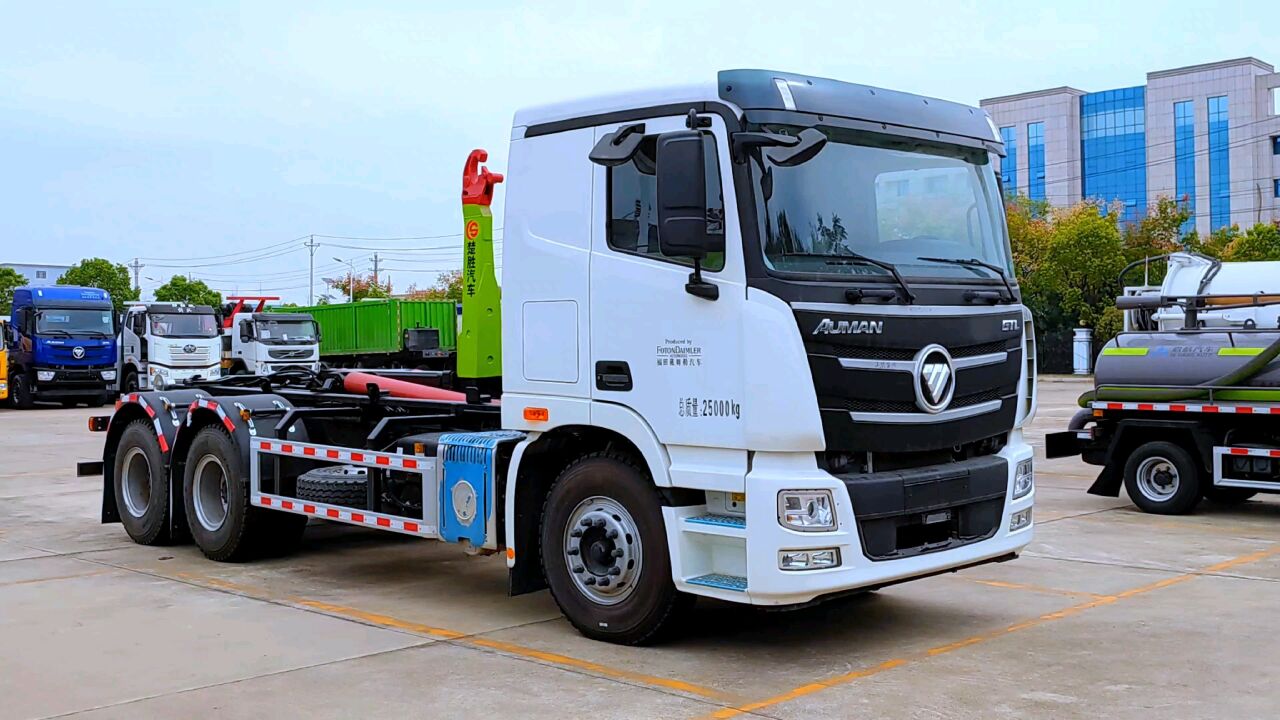 楚胜汽车集团国六福田欧曼gtl后八轮车厢可卸式勾臂垃圾车_腾讯视频