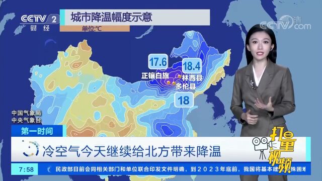 冷空气来袭!继续给北方带来降温,普遍降温48℃左右