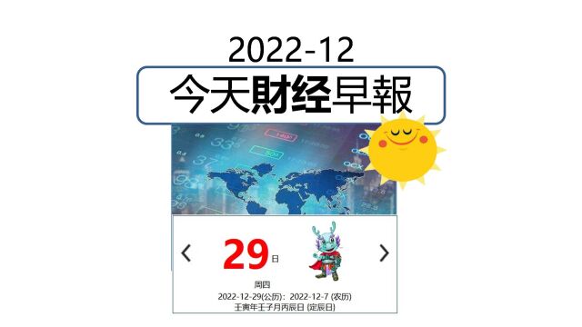 12月29日/2022 今日财经早报 #财经 #经济 #阿迪财经 #生活易数 #理财有道 