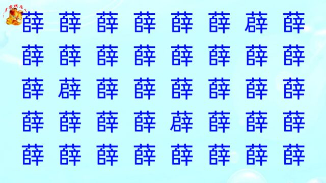 公务员眼力测试,40个薛字里有3个薜字,5秒找到是大神